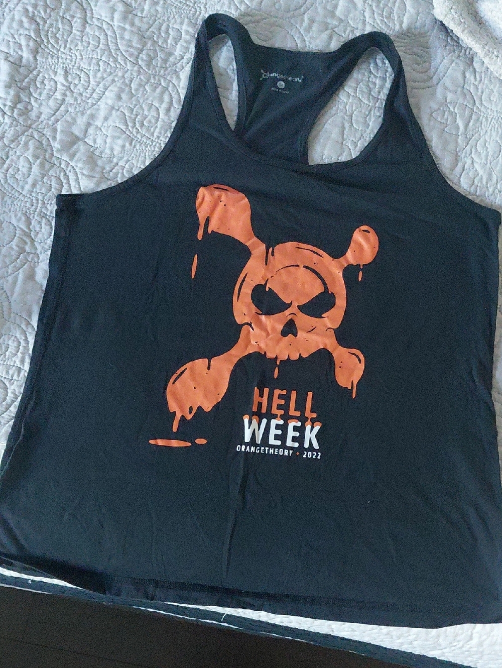 Orangetheory Black Racerback Tank with White Logo